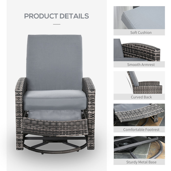 Red Barrel Studio® Felipe Swivel Recliner Patio Chair with Cushions